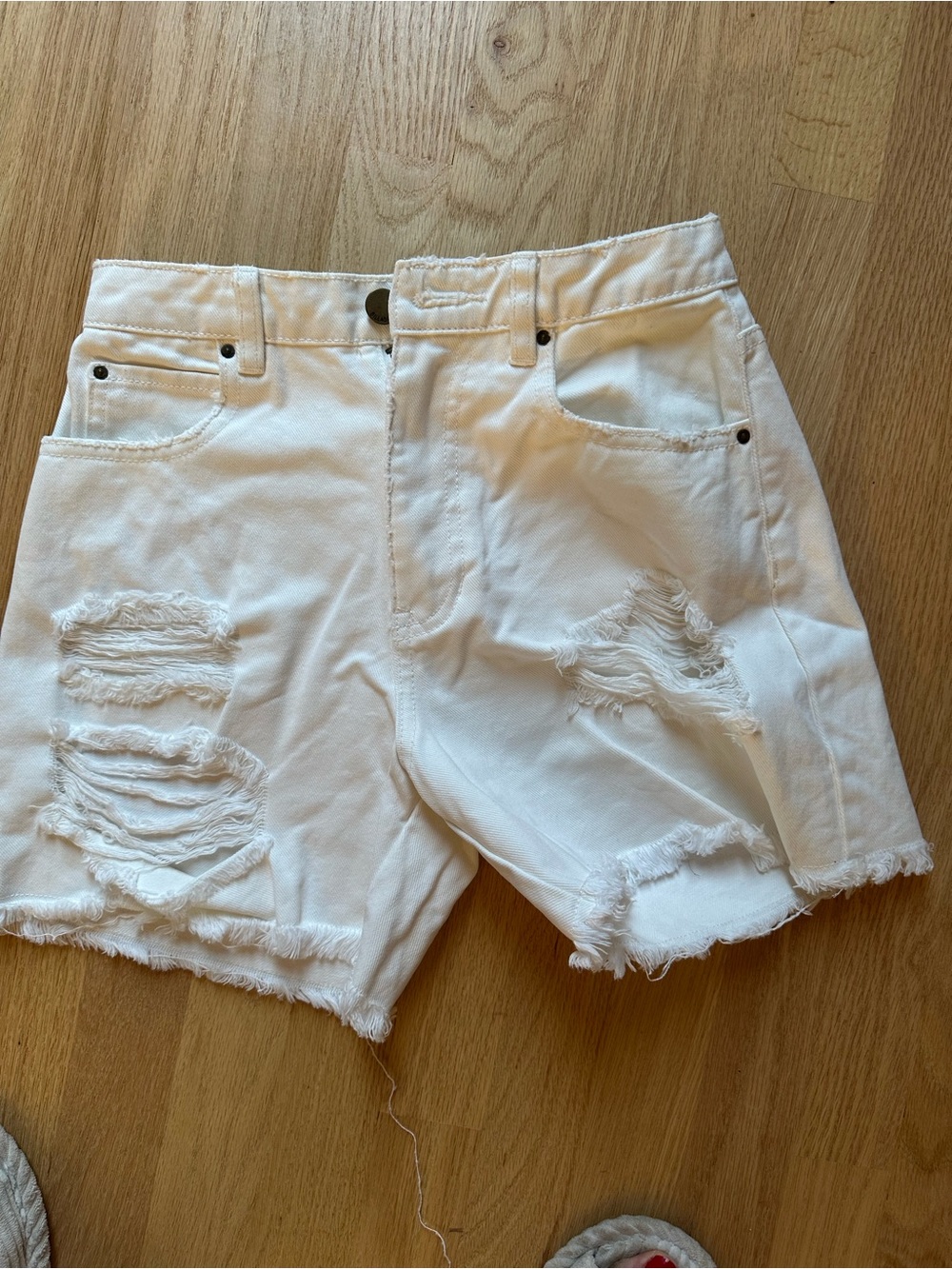 Billabong White Distressed Ripped Jean Shorts